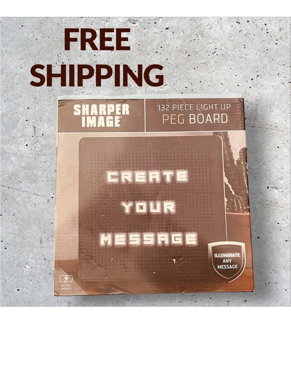 Sharper Image Brown Illuminated Peg Board Sign